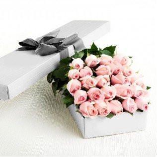 Two Dozen Boxed Roses (Red, Pink, Rainbow, Blue, Purple, Mixed, White, Yellow) - Flower Story