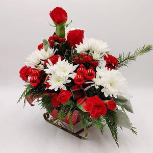 Holiday Sleigh Floral Basket
