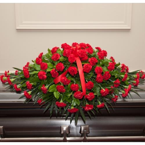 The Dearly Departed??Casket Spray - Red Carnations
