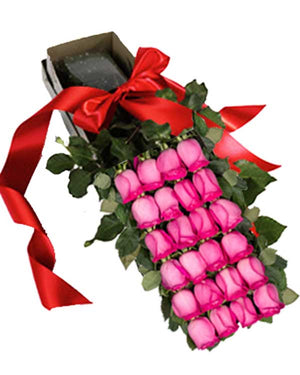 TWO DOZEN ROSES IN THE BOX (Variety of colors available) - Flower Story