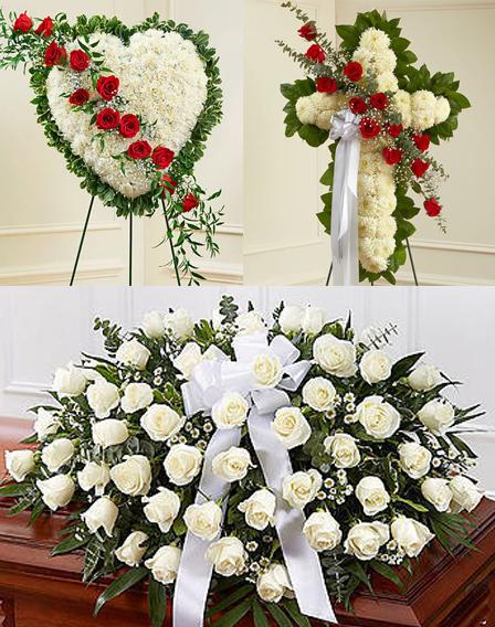 Red & White Funeral Package - Flower Story